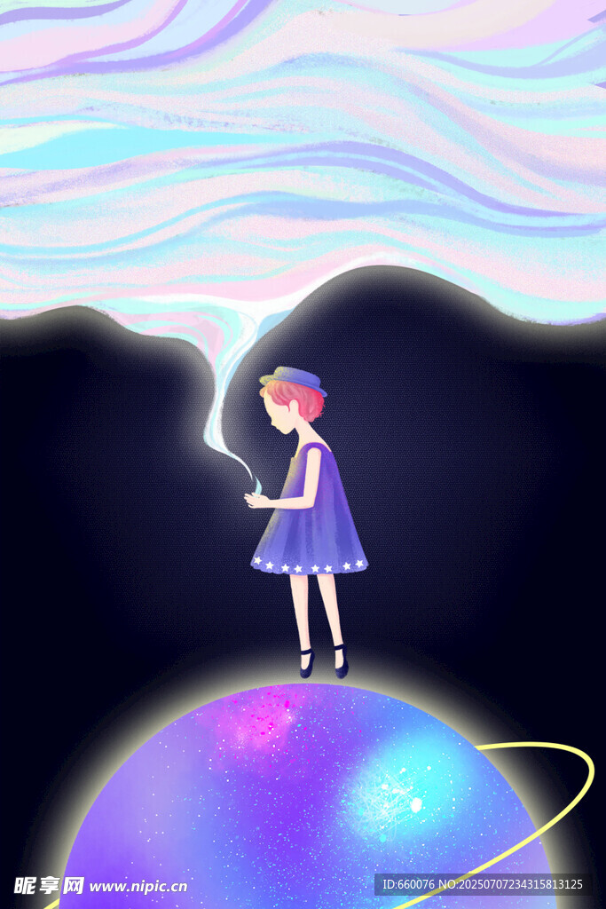 夢(mèng)幻女孩于星球持魔法棒