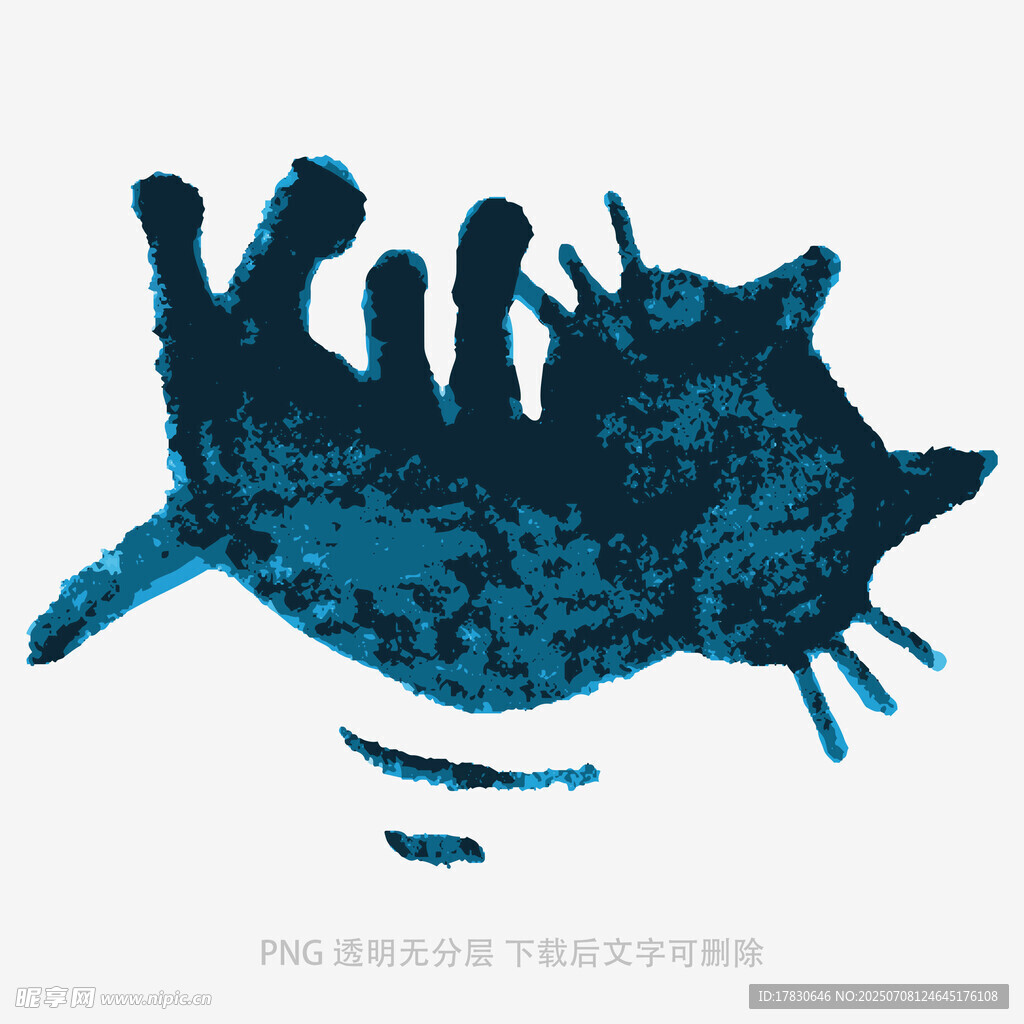 藍色抽象貓咪圖案