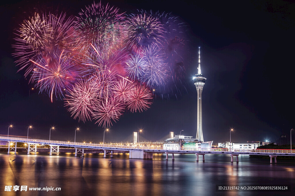 澳門夜景煙花璀璨