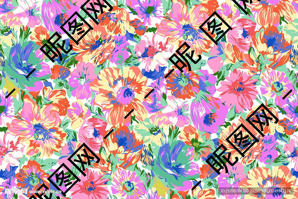 多彩抽象花卉圖案背景