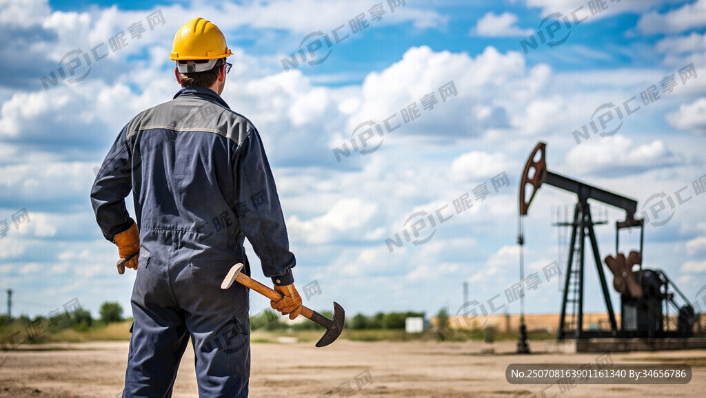 石油工人像背影