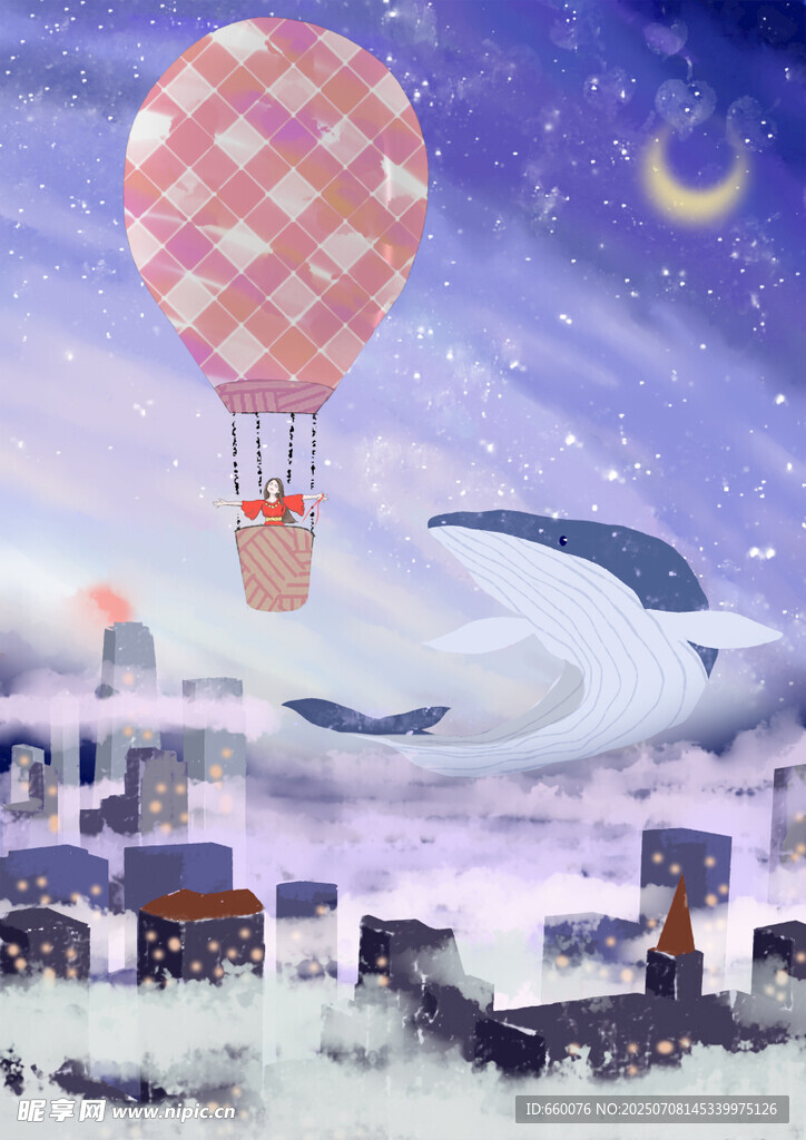 夢幻城市上空的熱氣球之旅