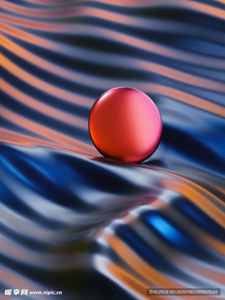 紅色圓球置于多彩紋理上