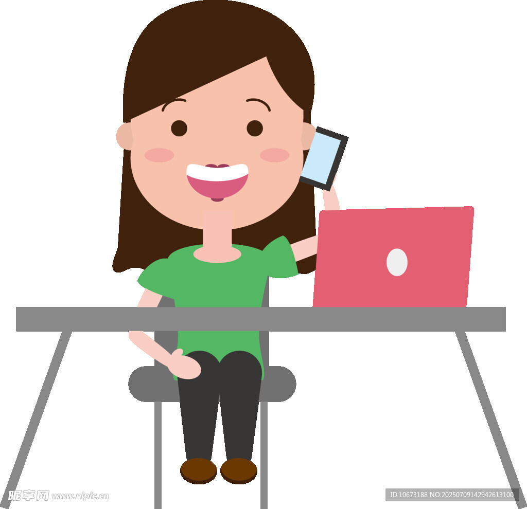 女子桌邊打電話用筆記本
