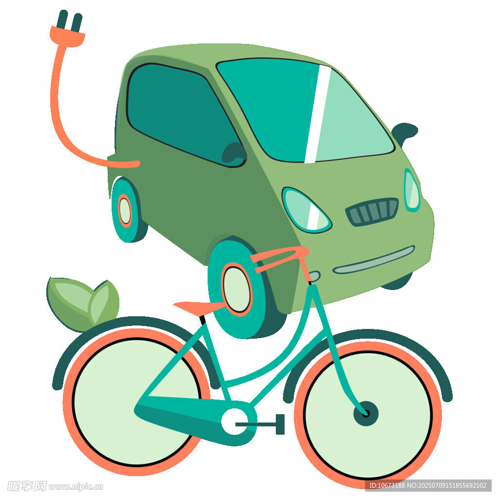 綠色汽車(chē)與自行車(chē)的融合