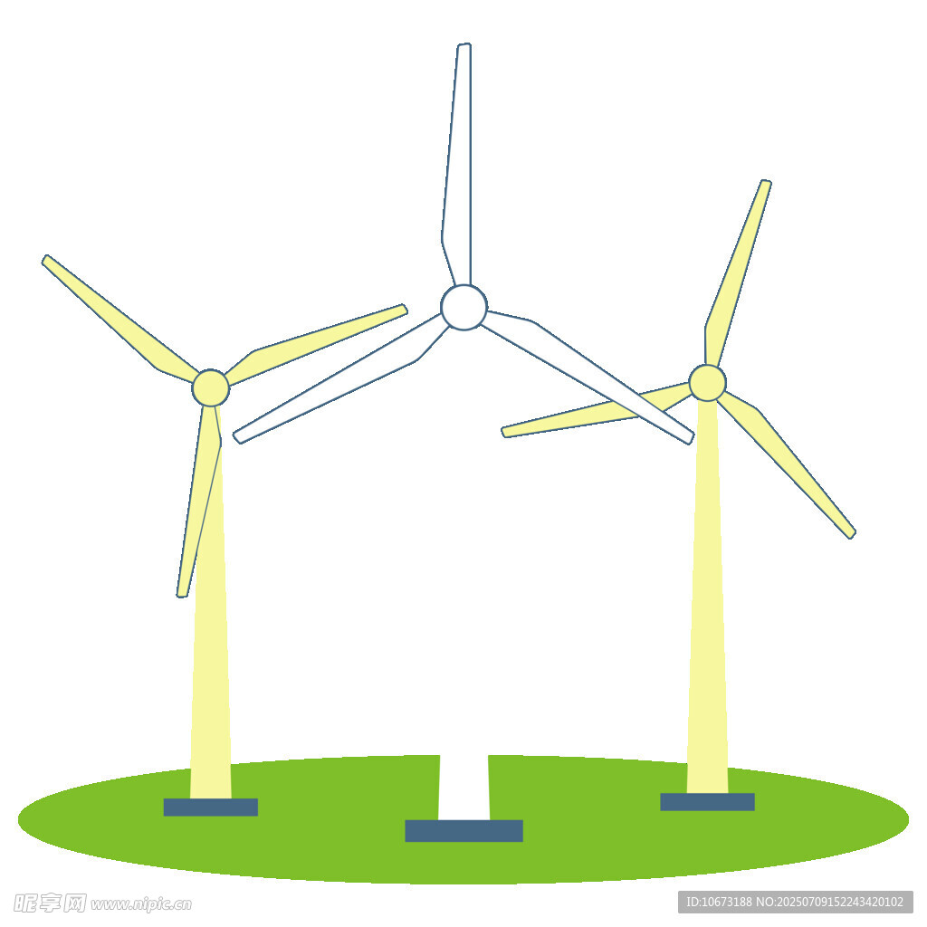 三座風(fēng)力發(fā)電機(jī)景觀圖