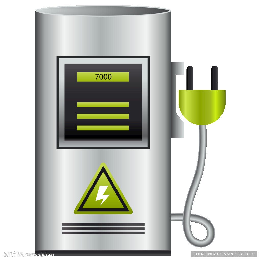 銀色充電樁帶警示標志