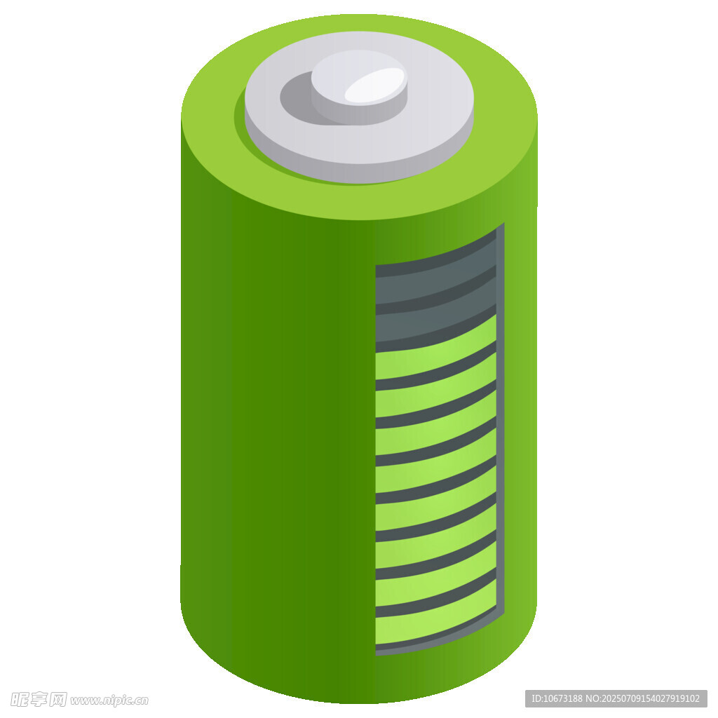 綠色圓柱形充電電池圖標(biāo)