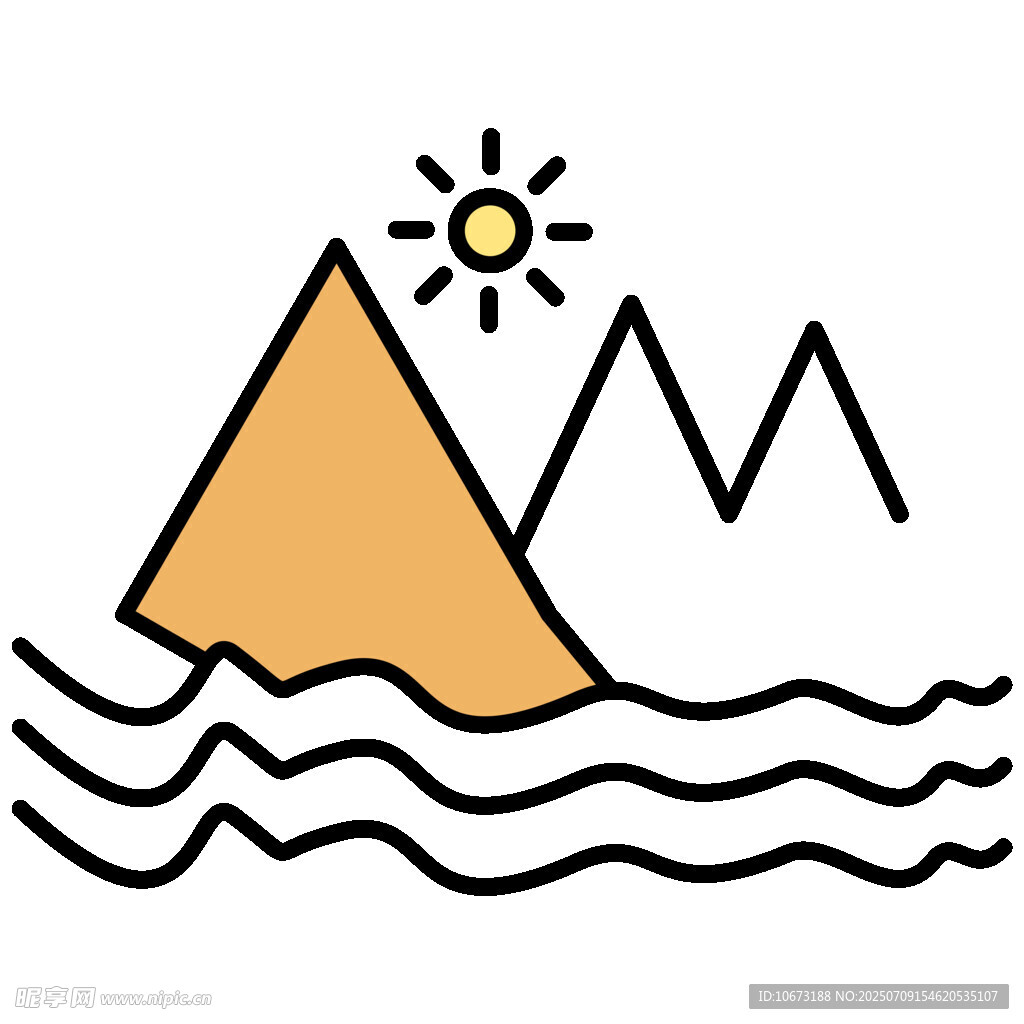 山川日出海浪簡約圖標(biāo)