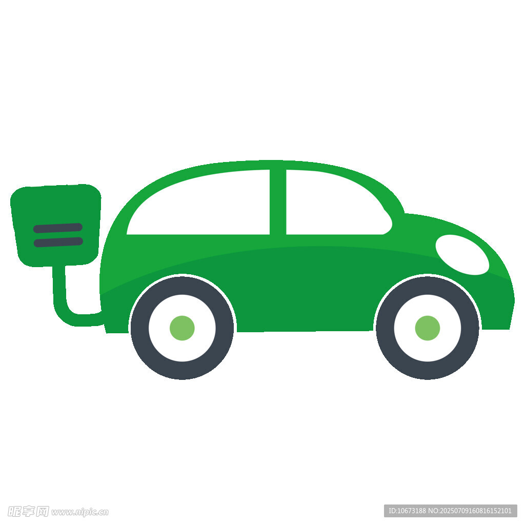 綠色電動汽車充電圖標