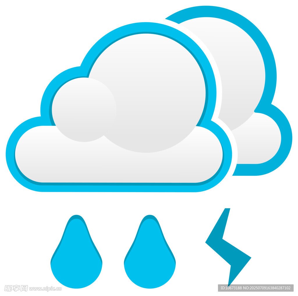 多云有雨帶閃電天氣圖標(biāo)