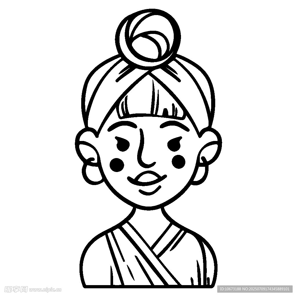 扎發(fā)髻的可愛女孩