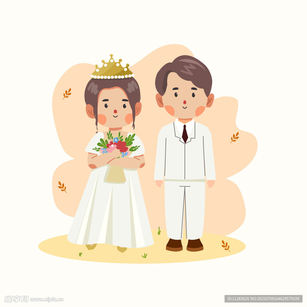 甜蜜新婚夫婦插畫形象