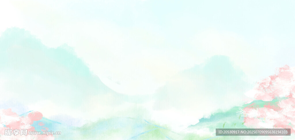 夢幻山水間的爛漫花卉