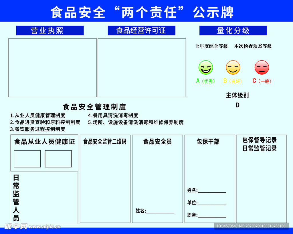 食品安全公示欄模板