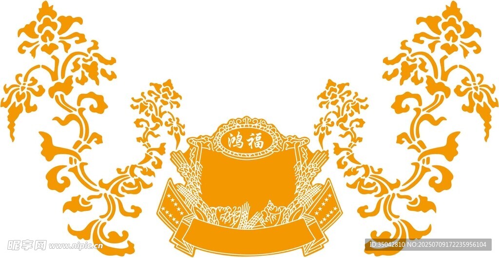 中式古典金色花紋背景邊框