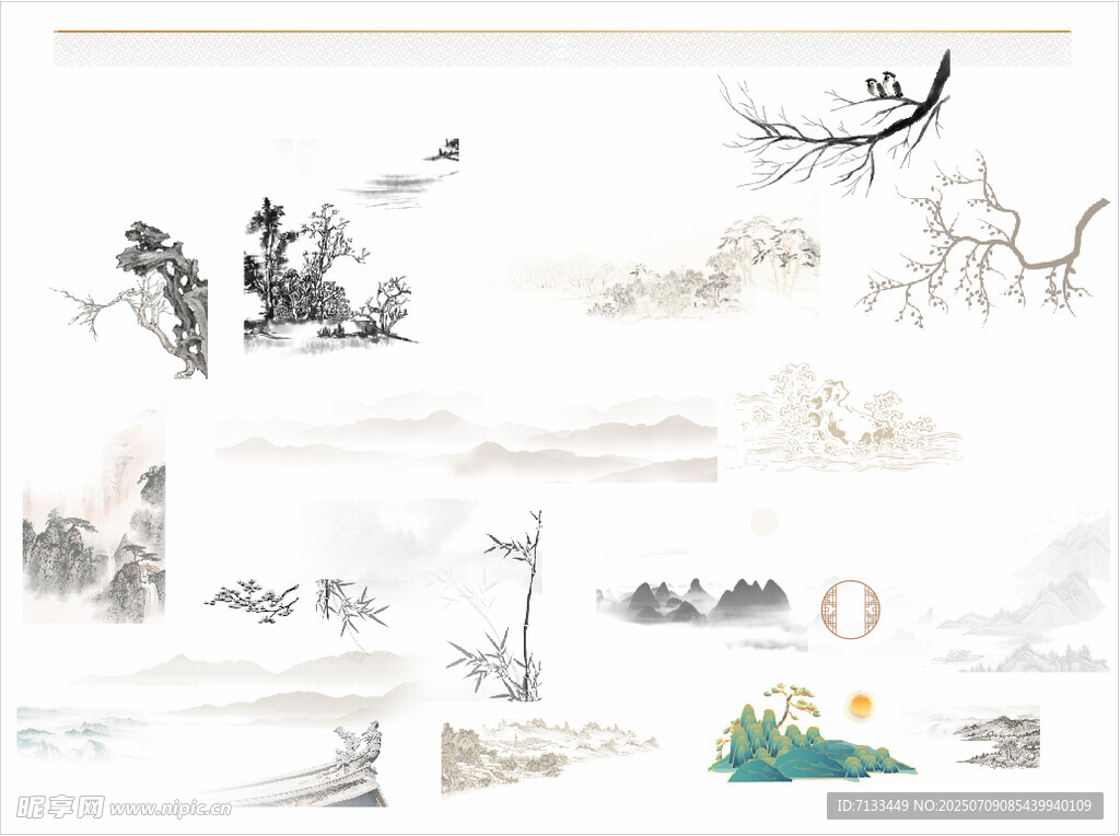 中國畫山素材