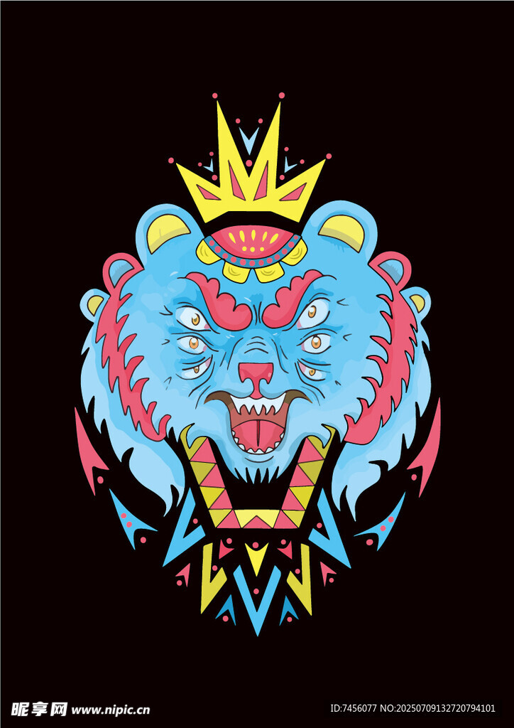 皇冠藍(lán)熊刺繡圖案