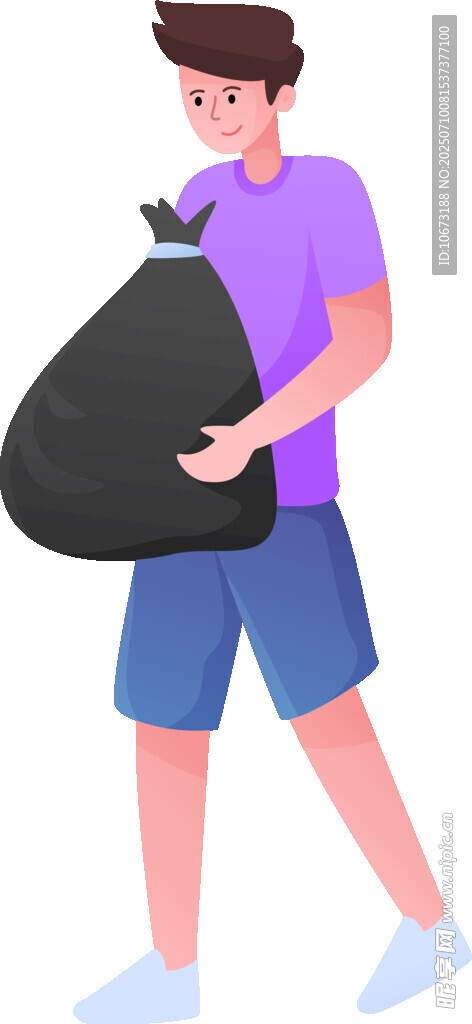 男子手提黑色大袋