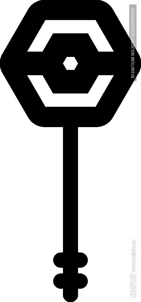簡(jiǎn)約風(fēng)格六邊形鑰匙圖標(biāo)