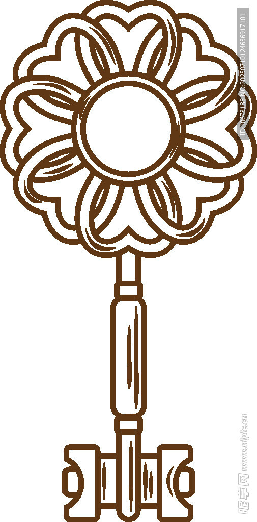 復(fù)古花紋鑰匙圖案設(shè)計(jì)