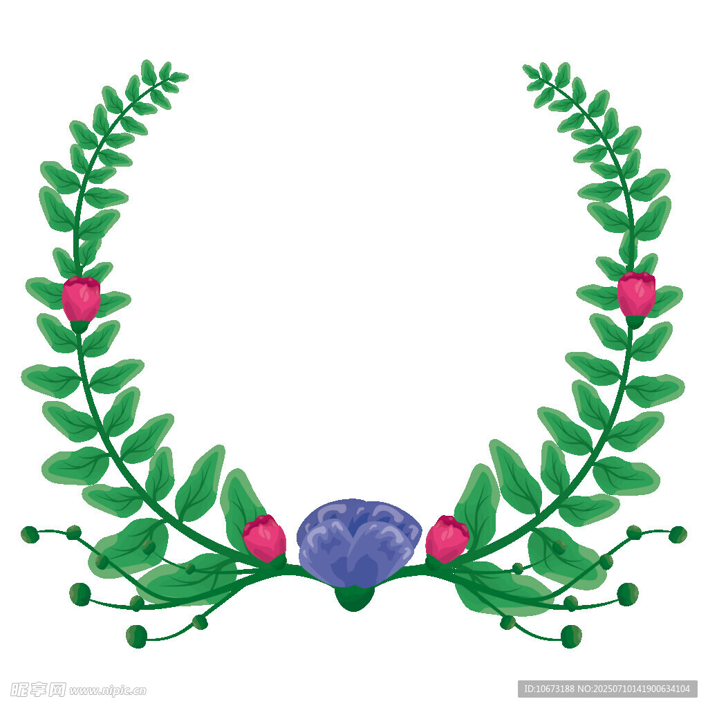 綠葉花卉裝飾花環(huán)圖案