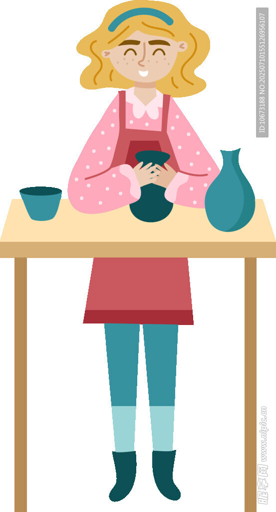 女孩桌邊擺弄茶具
