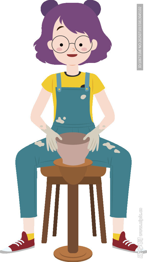 女孩專注陶藝制作
