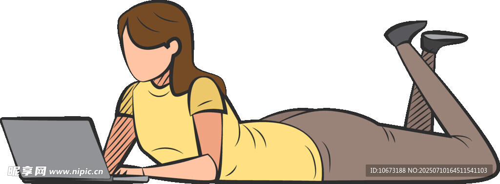 躺著用筆記本電腦的女士