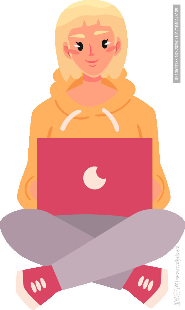 女孩抱蘋果筆記本電腦而坐