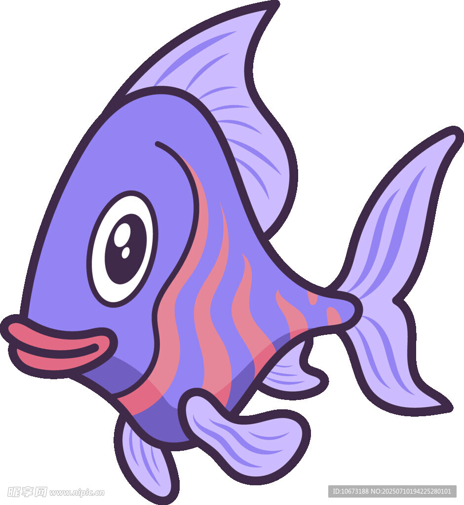 可愛紫色條紋卡通小魚
