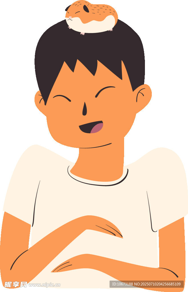 頭頂小貓的開心男孩