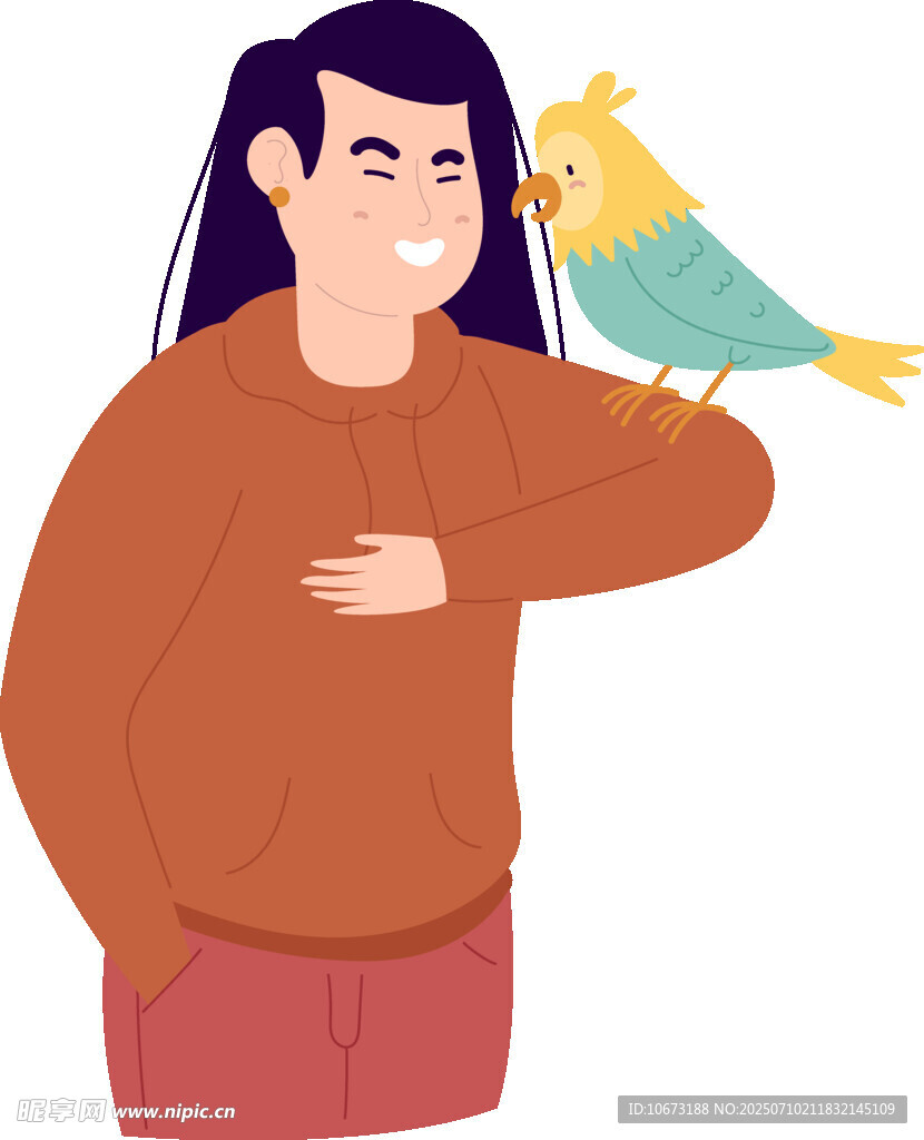 女子肩頭站著可愛鸚鵡