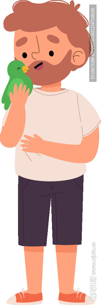 男子手持綠植聞嗅