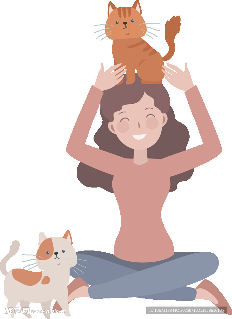 女子與貓咪的溫馨瞬間