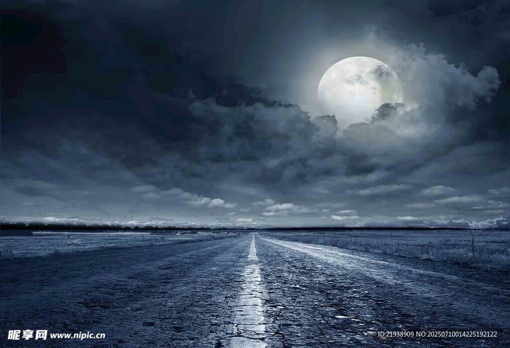 月夜下的孤獨公路