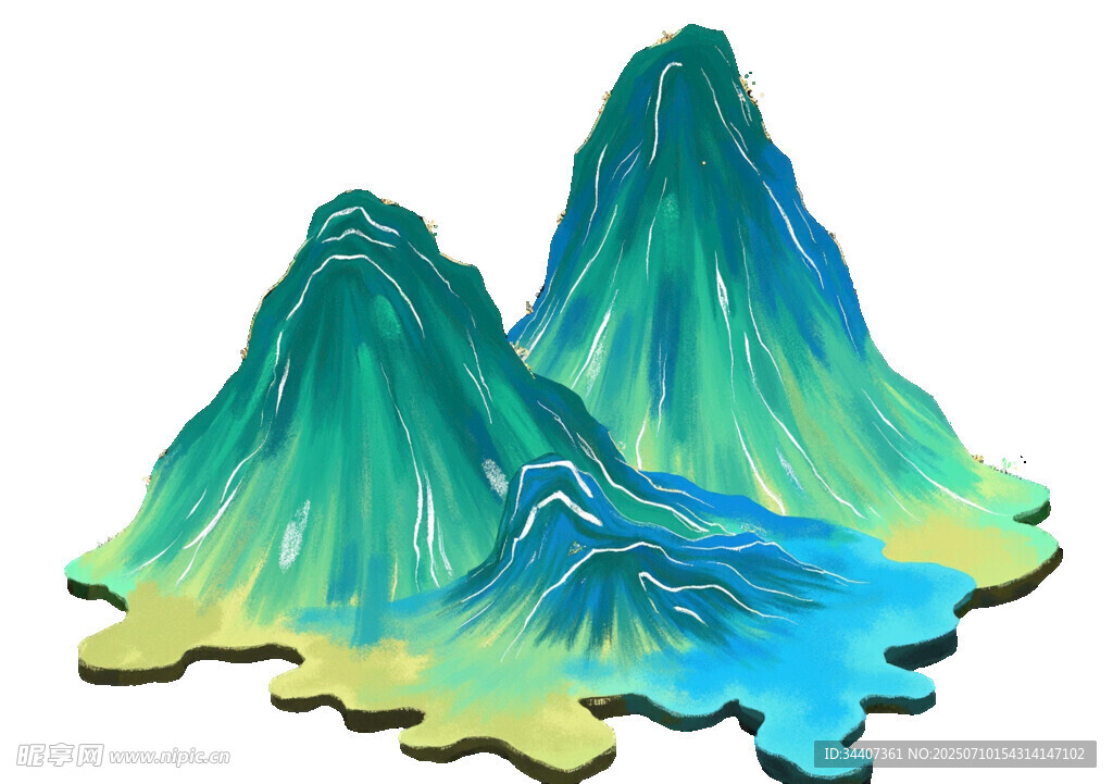 立體彩色山巒模型