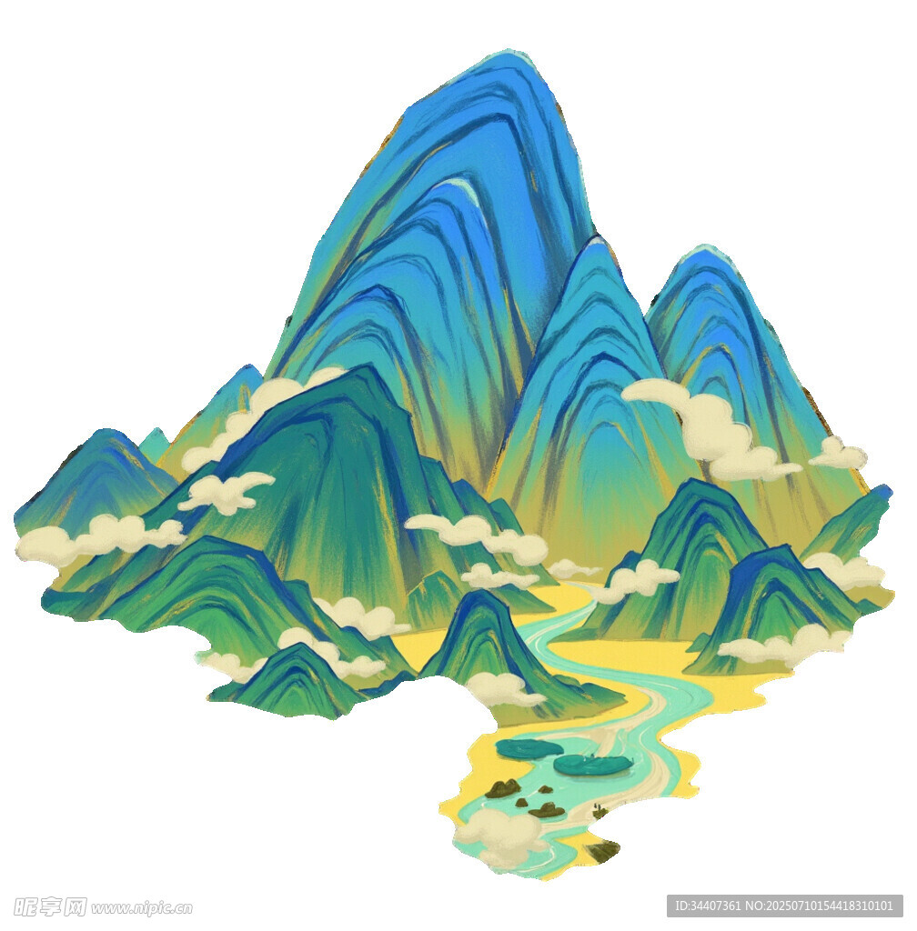 水墨風山水插畫