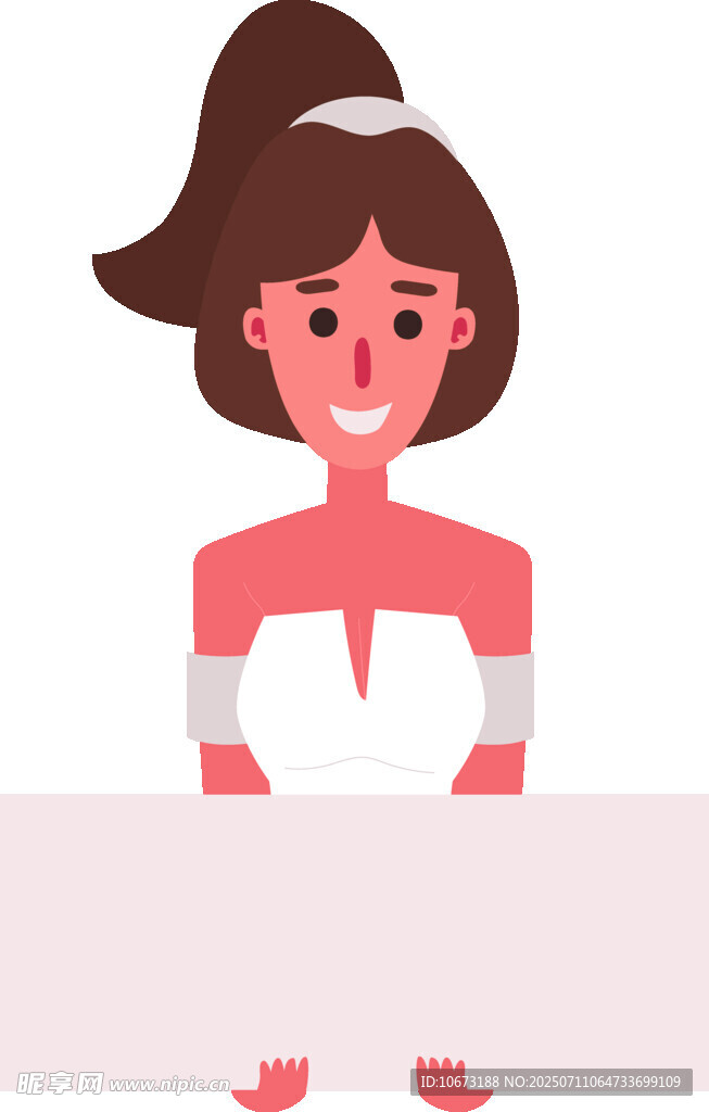 微笑女士展示身前空白板