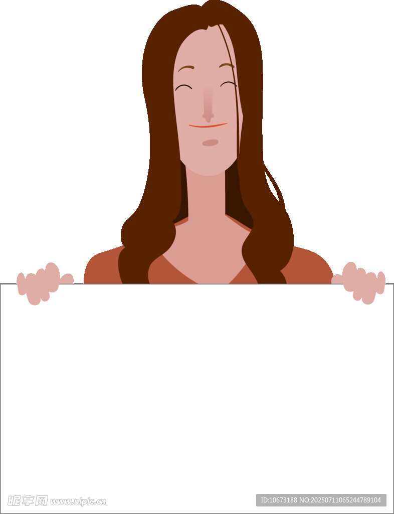 持空白板的長發(fā)女性