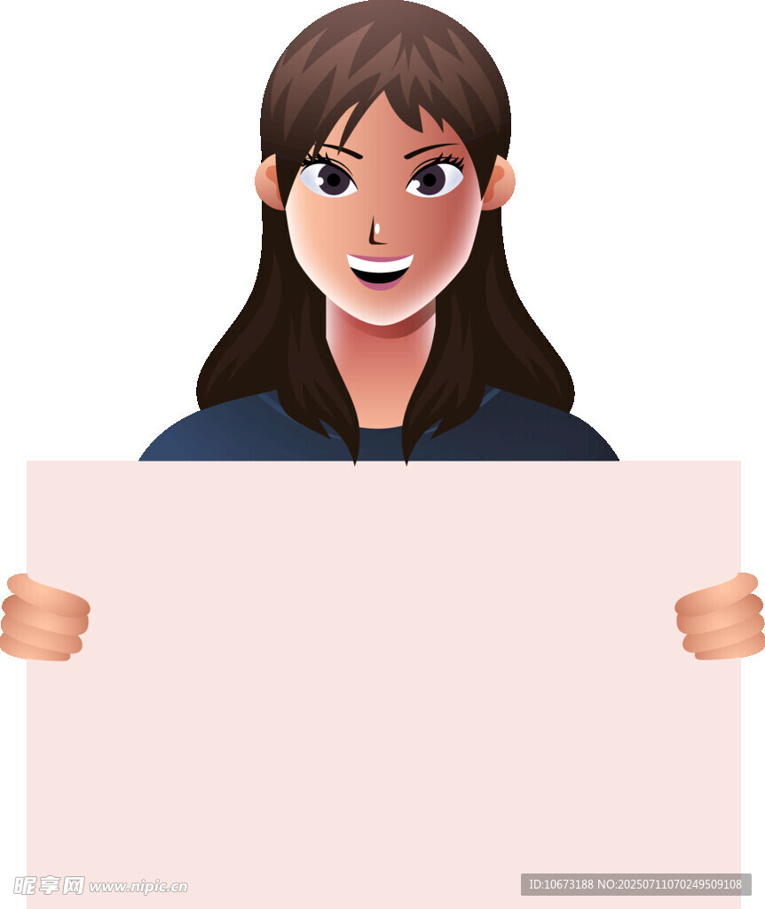 女孩手持空白展示板
