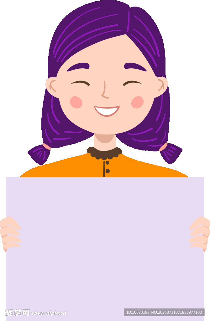 女孩手持空白展示板