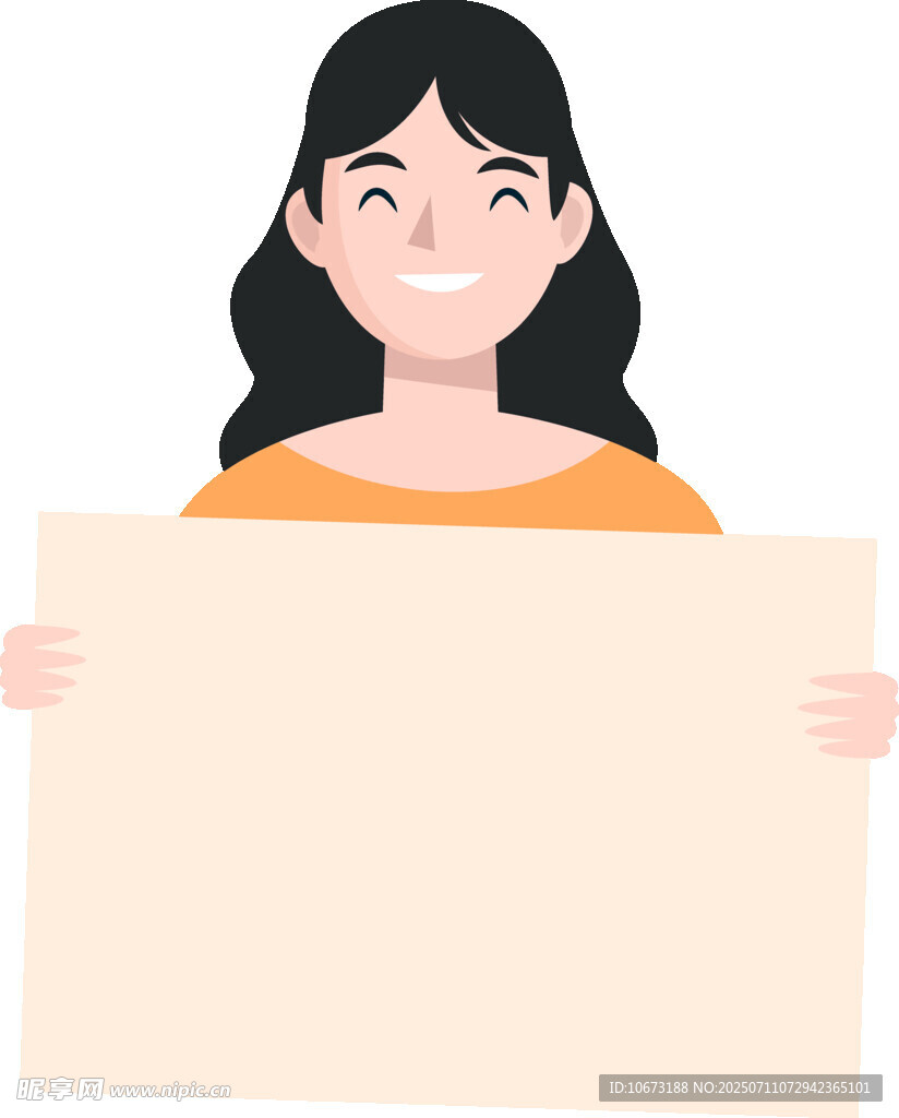 女子手持空白展示板