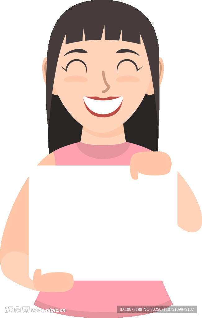 微笑女孩手持空白展板