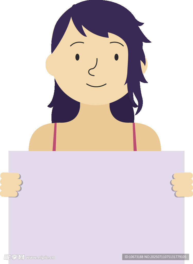 女孩手持空白展示板
