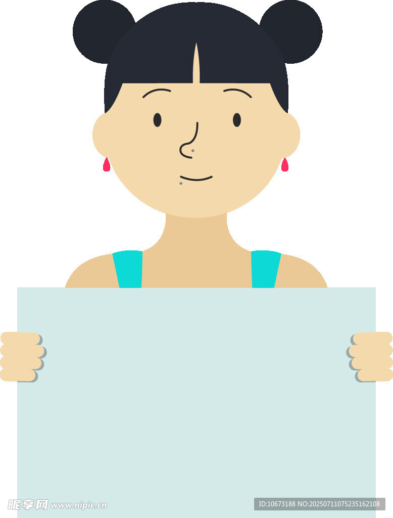 女孩手持空白展示板