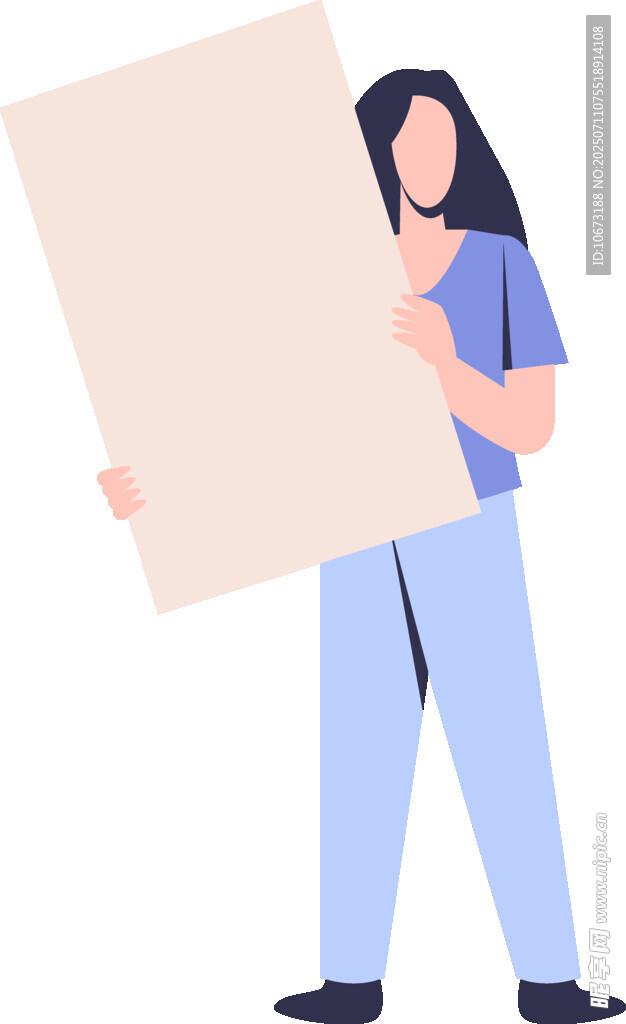 女子手持空白廣告牌