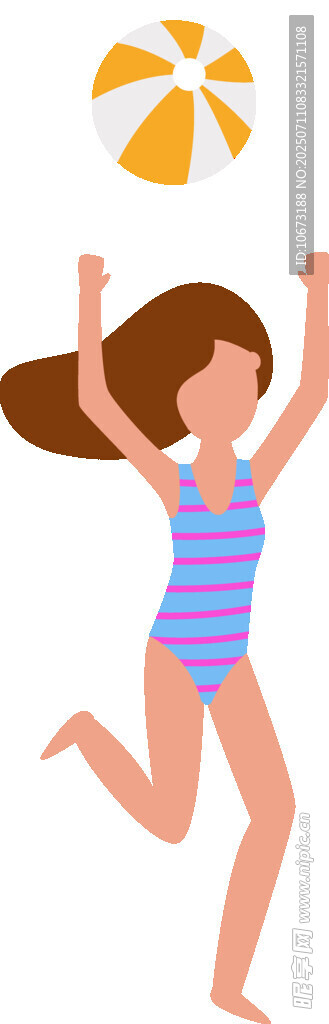 女孩沙灘歡快跳躍