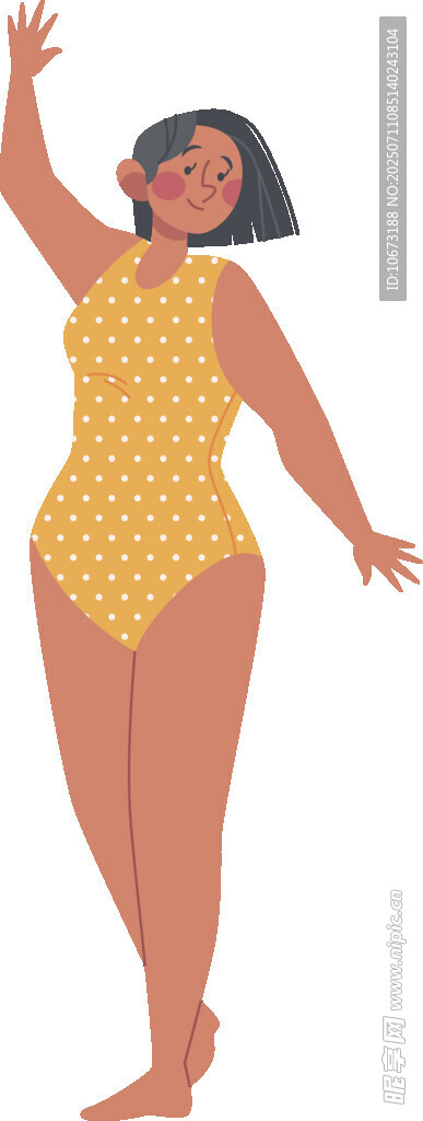自信女子身著黃色連體泳衣