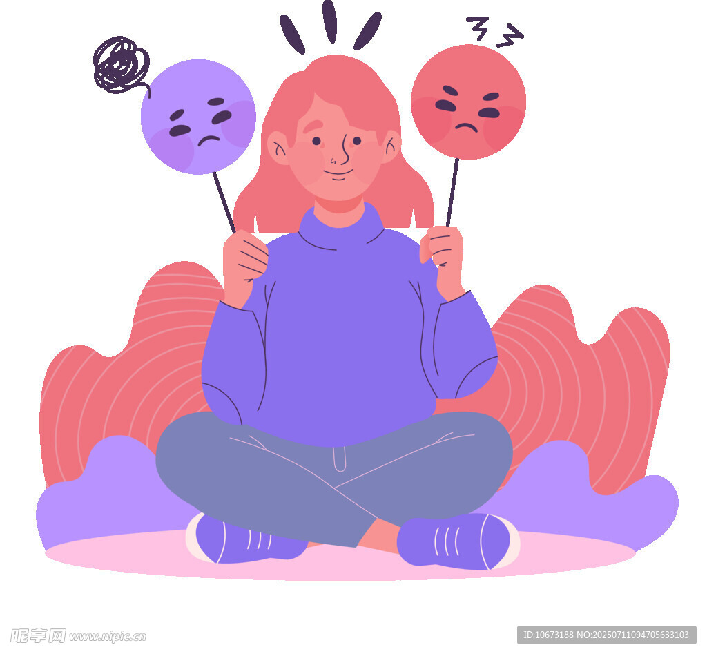 女孩手持表情牌展現(xiàn)情緒